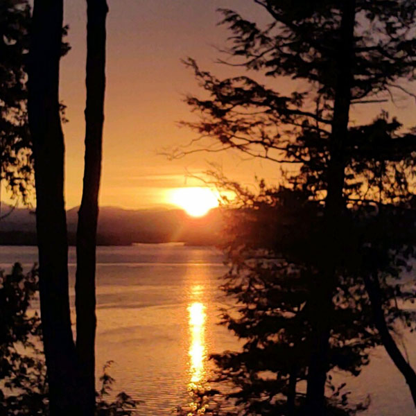 sun set on lake