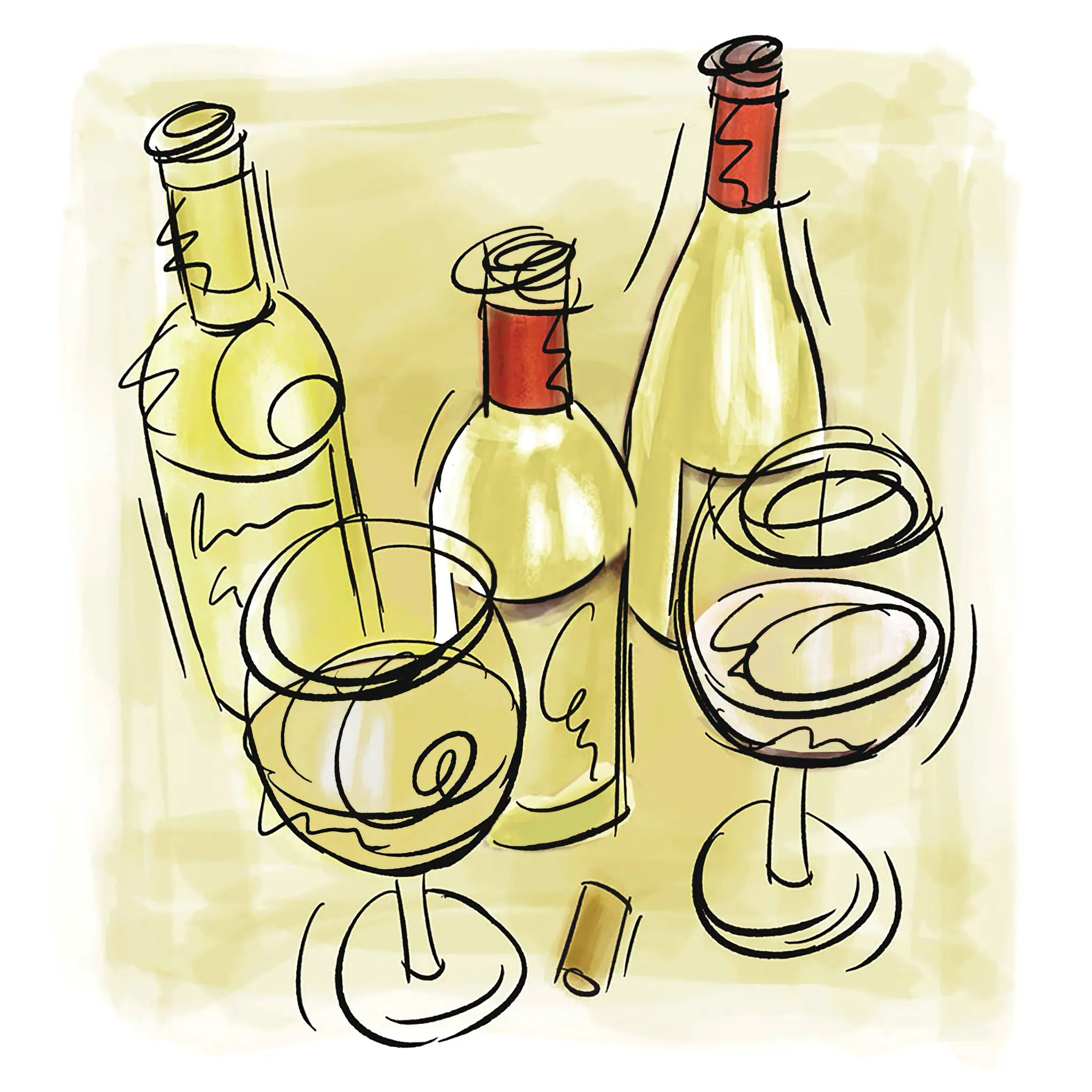 Wine Characters illustration of white wines